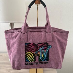 Marc Jacobs x MTV Pink Denim Tote Bag with Sequin Logo